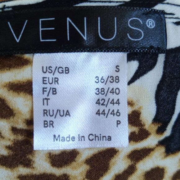 VENUS animal print v-neck peplum tank top blouse, black lace, S - Picture 3 of 8